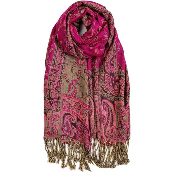 Womens Pashmina Shawl Wrap Soft Silky Reversible Scarf Winter Travel Evening - Picture 8 of 8